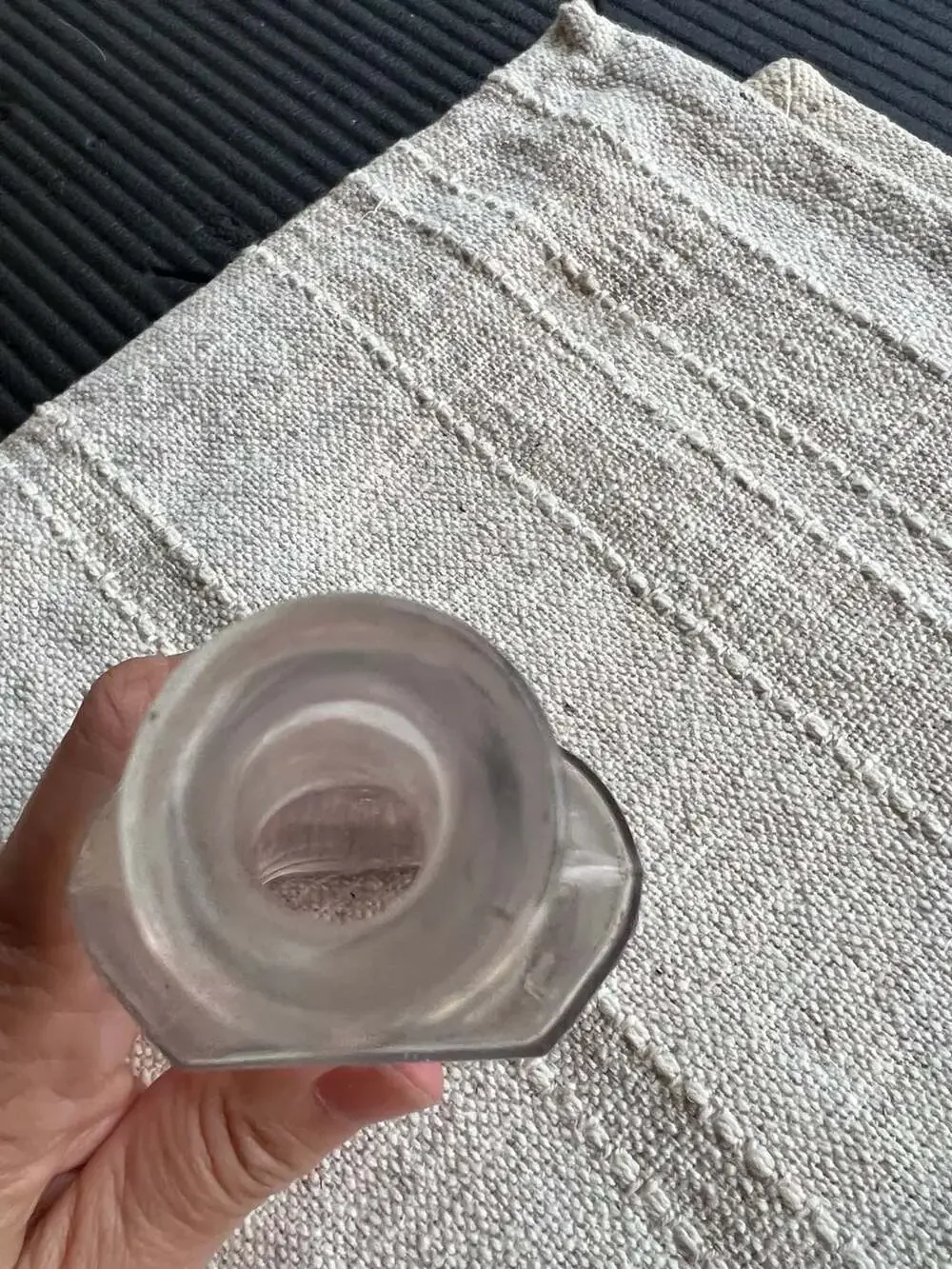 Vintage Graduated Clear Glass Apothecary Medicine Bottle with Embossed Measureme